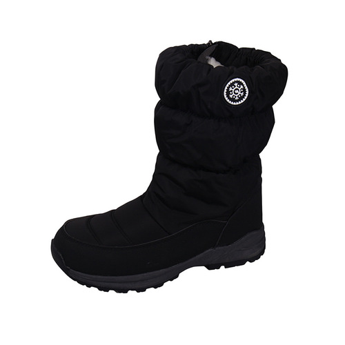 Warm snow boots, women's winter non-slip and velvet mid-tube boots, couple's side zipper platform sole cotton shoes, cotton boots
