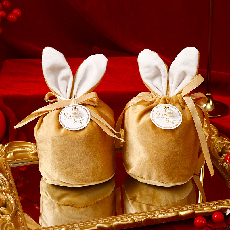 Nueva bolsa de dulces de terciopelo de orejas de conejo caja de regalo caja de dulces de boda caja de dulces de boda dama de honor regalo creativo