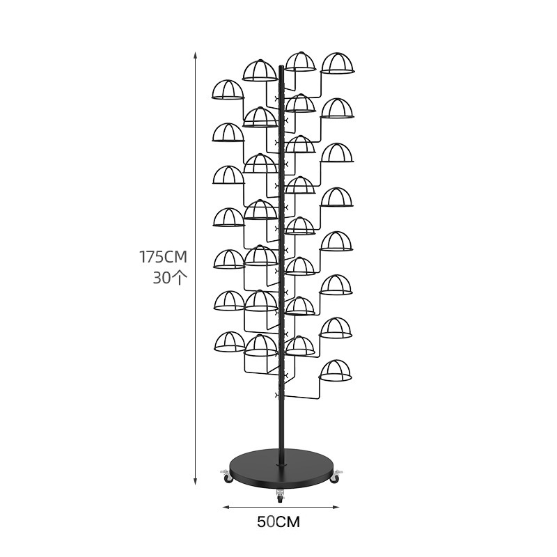 30개의 이동식 모자 홀더가 있는 대담한 검정색