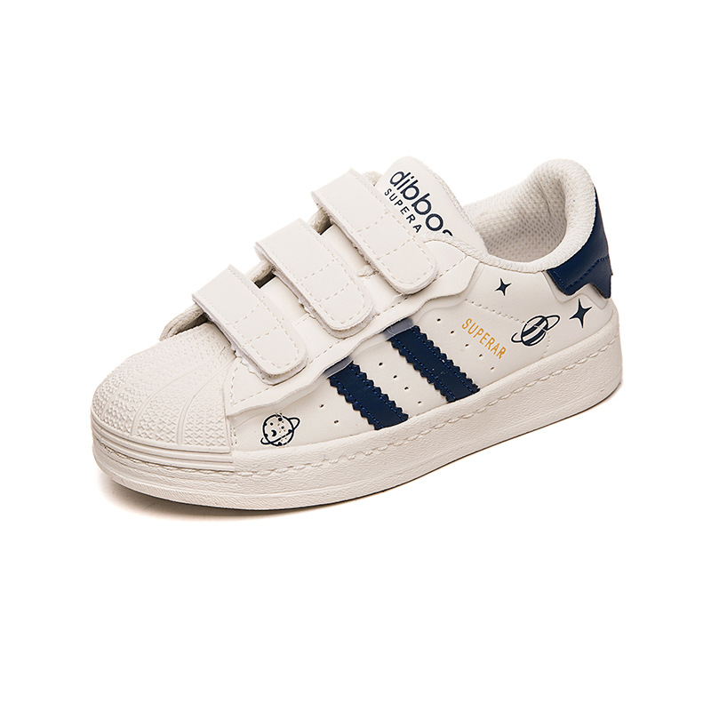 2023 Spring New Children's Shell Head Casual Board Girls Four Seasons Little White per scarpe sportive in velcro per ragazzi_voghion.com