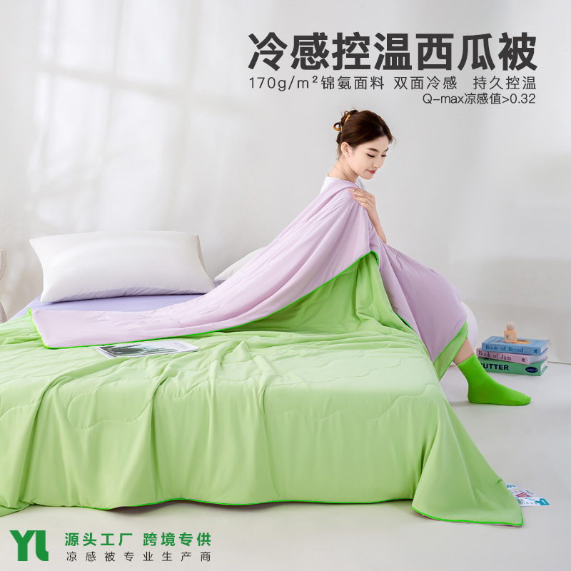 [오래 지속되는 온도 조절] 나일론 수박 이불 - 그린 퍼플