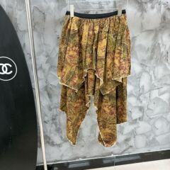 早秋上新小众设计潮牌复古高腰咖色晕染流苏不规则拼接半身裙古着