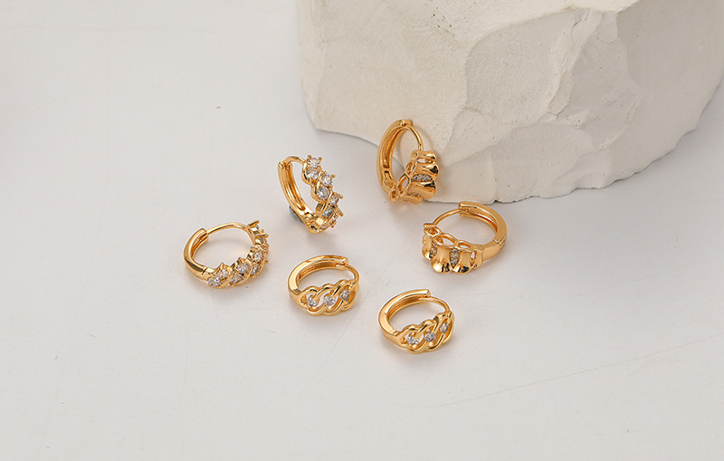 Pendientes De Aro De Cobre De Oro De 18k De Moda display picture 1