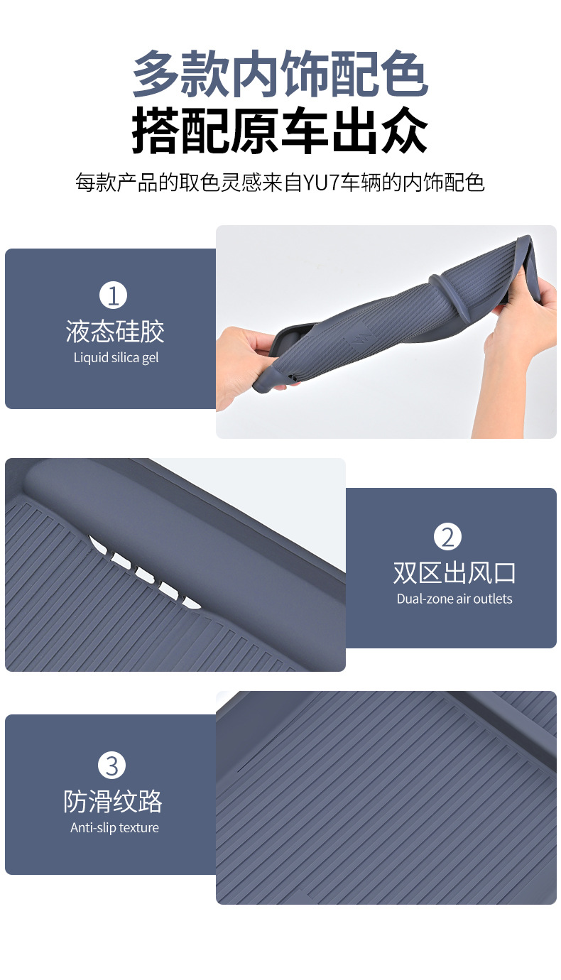 Suitable for Xiaomi Yu7 Front Water Cup Mat Protective Stickers, a Pair of Silicone Center Console Water Cup Anti-Slip Pads