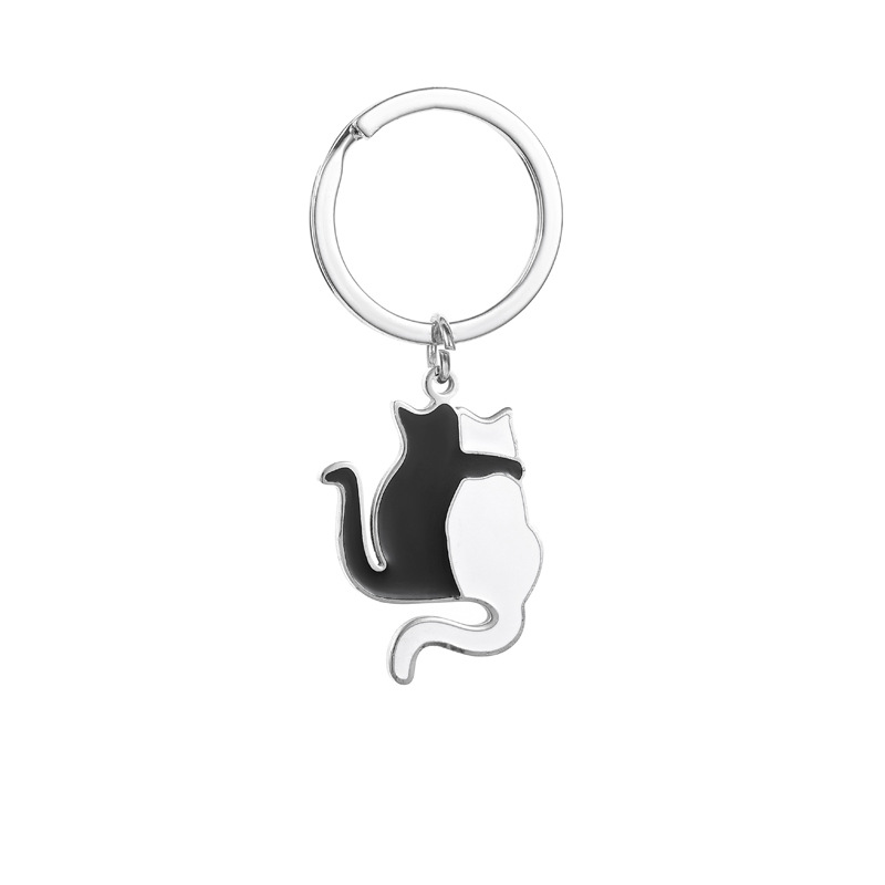 Unisex Gender Cute Style Cute Cat Stainless Steel Unisex Bag Pendant Keychain