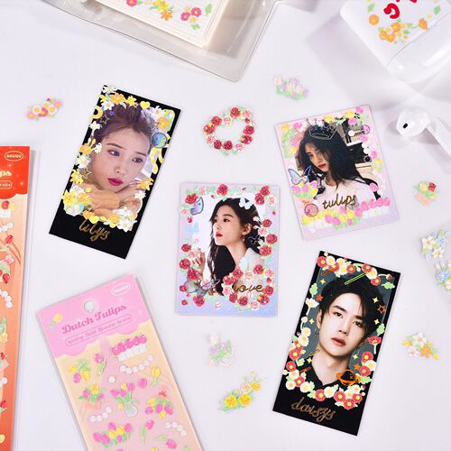 Springfield Flower Series Handbook Sticker Guka DIY Material Laser Colorful Cute Korean Sticker Water Cup Decoration