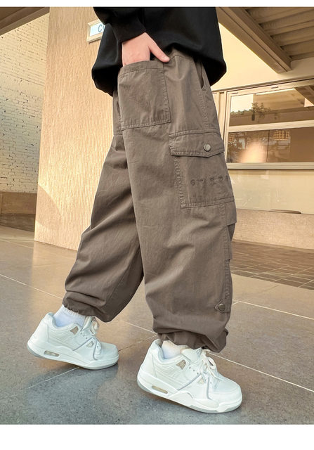 Jeans Da Ragazzo Con Vita Elastica - Pantaloni Baggy Cargo, In Poliestere, Per Bambini 6-15 Anni