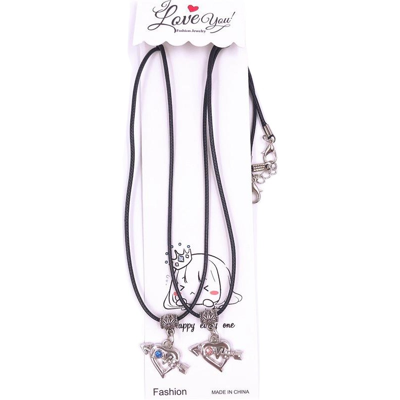 Collares de pareja estilo coreano, cuerda negra, pack de 2 – joyería para estudiantes, regalo económico, suministro para tiendas. image 1