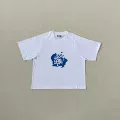 Blue letters/white
