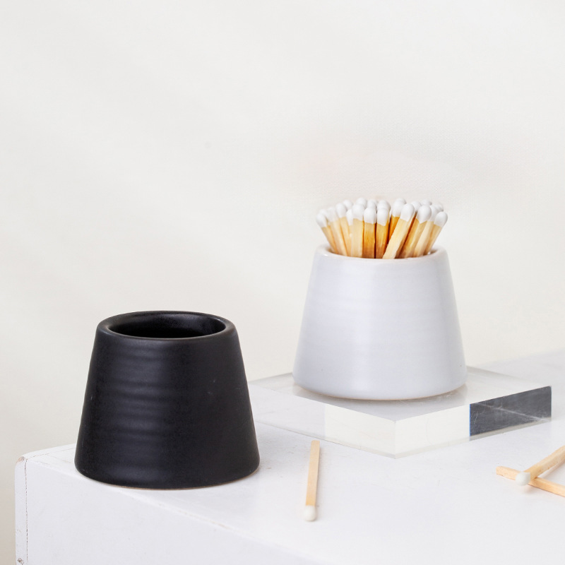 Estilo japonés retro hogar de cerámica palillo de dientes de algodón hisopo cubo partido jarra de almacenamiento caja de hilo sin tapa decoración contenedor de almacenamiento