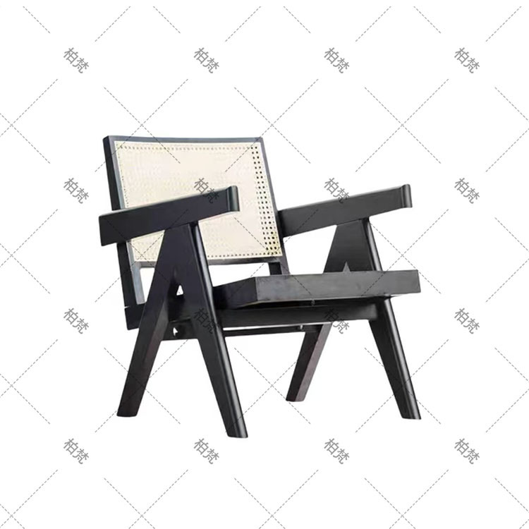 Silla de ocio de madera maciza perezosa de mediana edad, sofá individual de diseño de madera de fresno, silla Hank, silla de tienda de té con leche de café