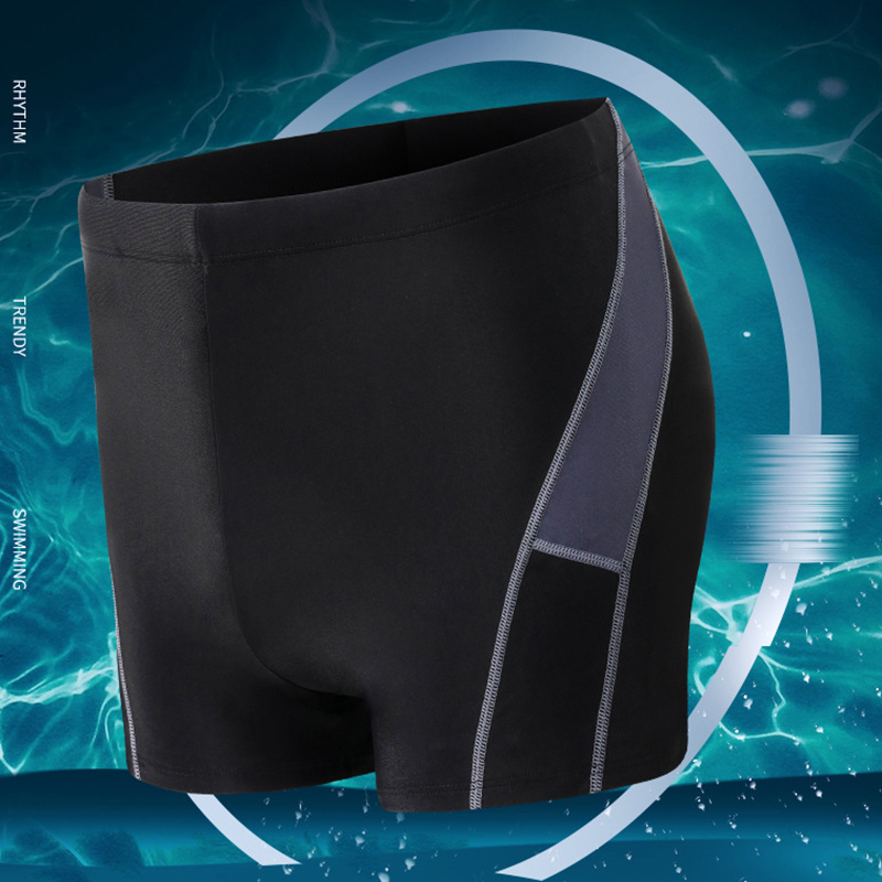 Plus-Size Men's Conservative Boxer Swim Trunks 130kg Hot Spring Elastic Waist Swim Shorts