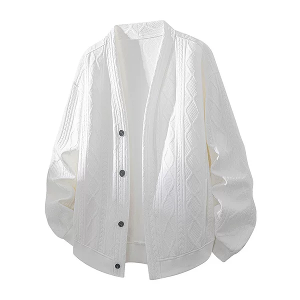 Cross-Border Foreign Trade Three-Dimensional Knitted Lapel Sweatshirt Double-Layer Twist Button Pattern Knitted Cardigan Rhombus Plaid Twist Pattern