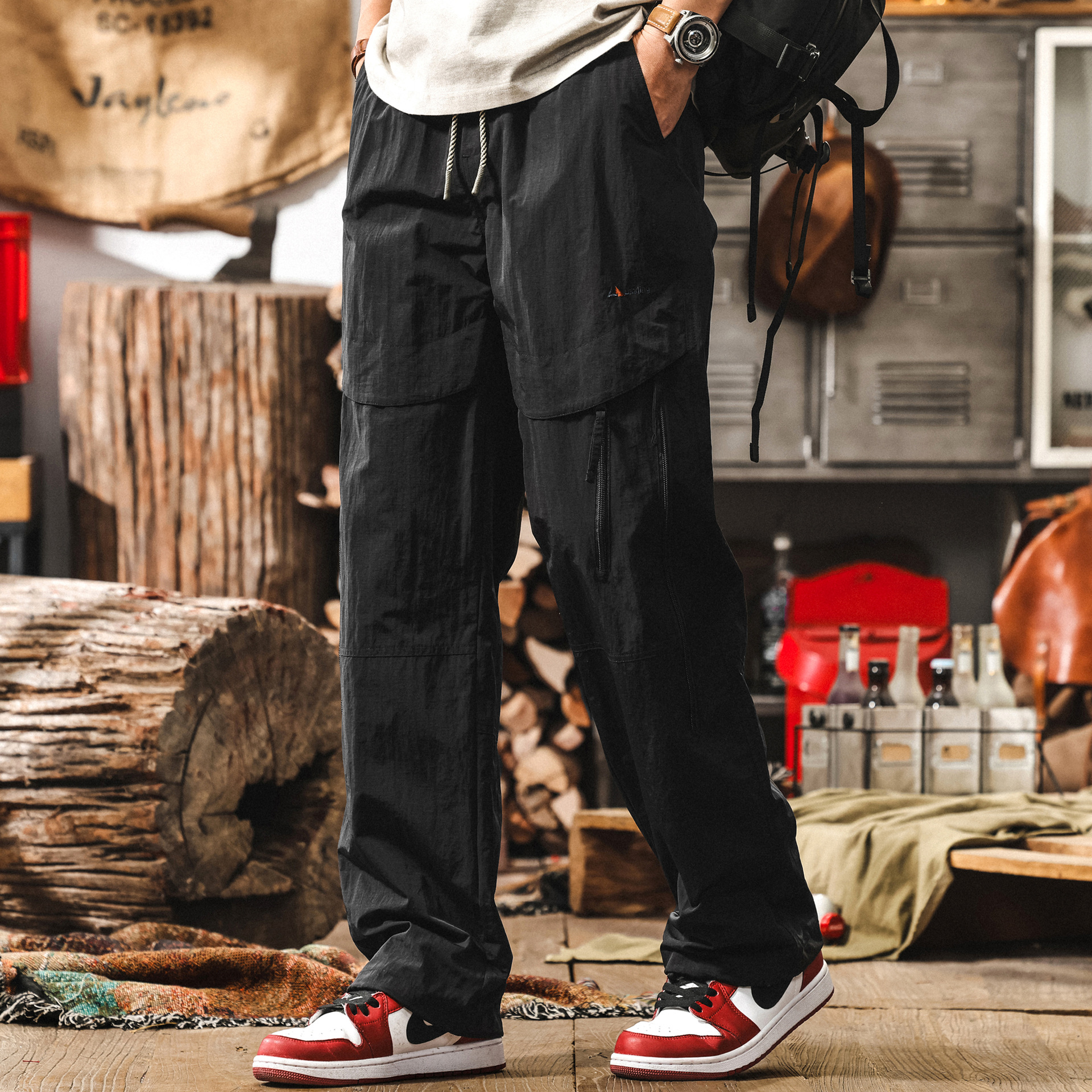 Lightweight Outdoor Ice Silk Cool Pants Men's Summer Thin Quick-Drying Hiking Pants Men's Straight Loose Casual Pants