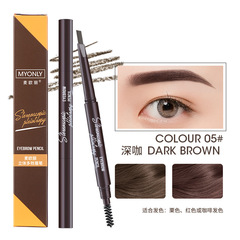 Cross-border stereoscopic double-ended rotating eye pencil triangular core multi-effect eye pencil, not easy to smudge when wet, foreign trade cosmetic