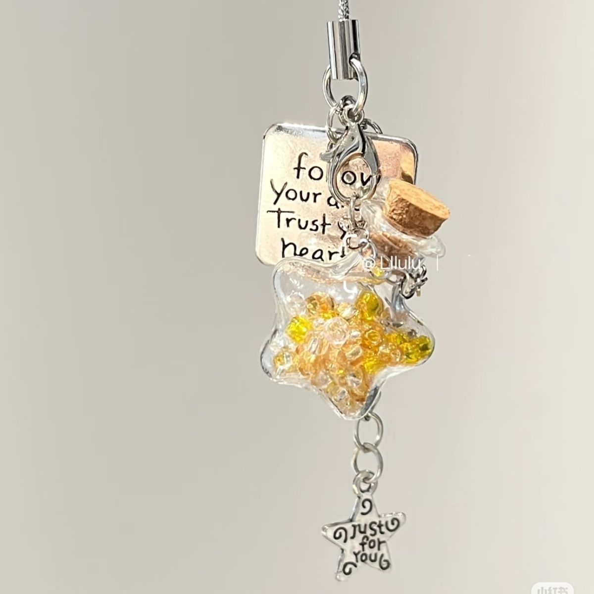 [Mangxing Hanging Chain] Starry Sky Wishing Bottle Mobile Phone Photo Pendant Star Keychain Bag Pendant for Women