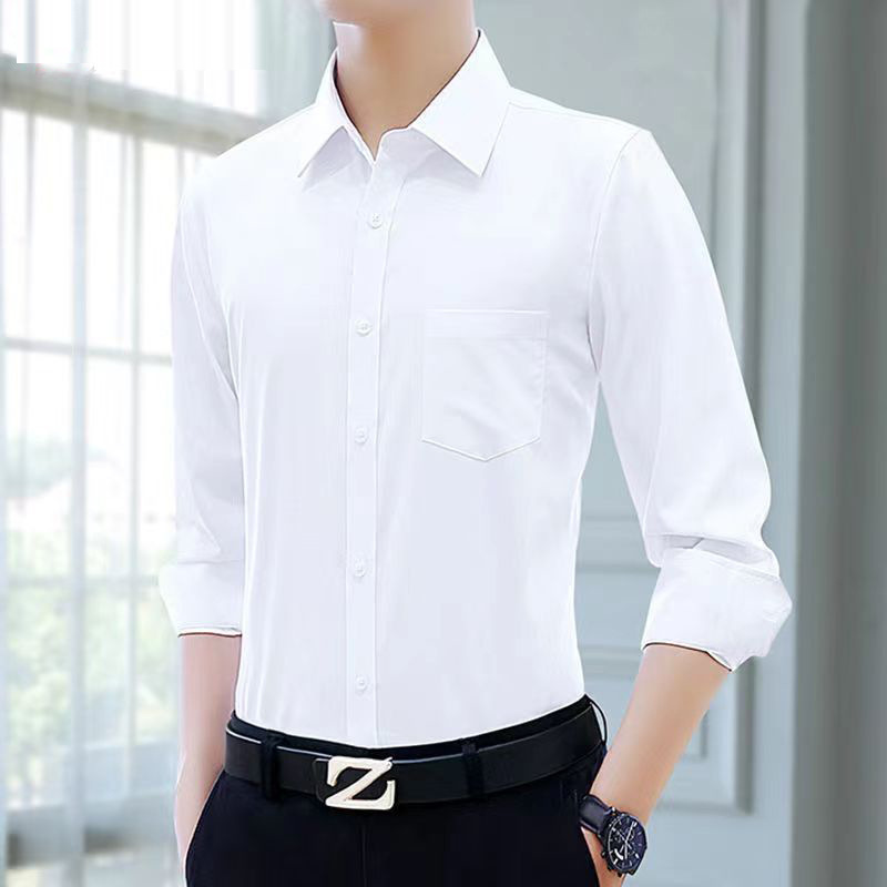 Business Shirt Men's Long-sleeved Executive Tooling Shirt Men's Suit Cotton-free Campus White Shirt Non-ironing