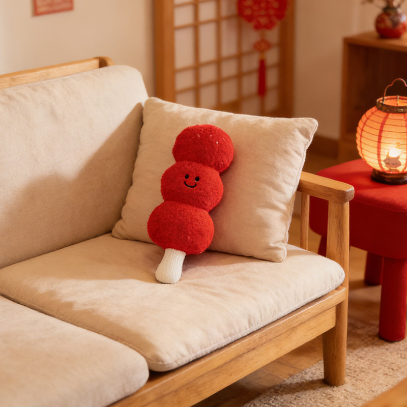 Chinese-style candied hawthorn plush pillow, home decor toy, living room sofa cushion, Children's Day gift wholesale