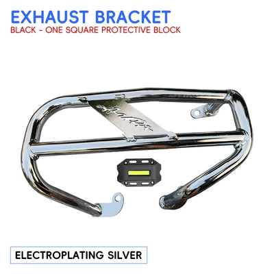 Motorcycle bumper — rack, silver protective bars, modification - silverenhanced-exhaust-bar-black-protective-block