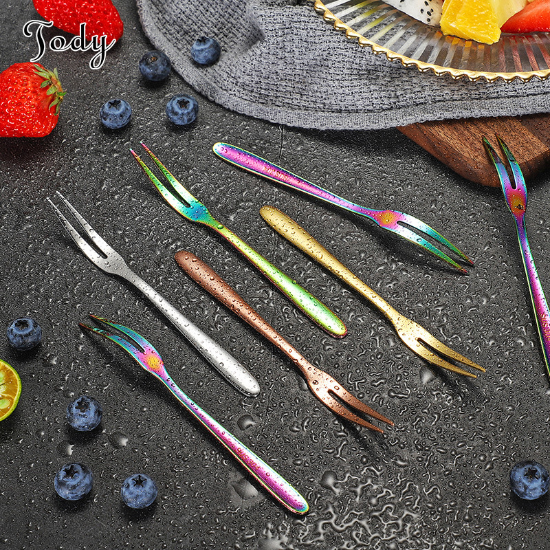 304 Tenedor de fruta de acero inoxidable hotel restaurante postre tenedor pastel de Luna pequeño tenedor regalo vajilla traje al por mayor