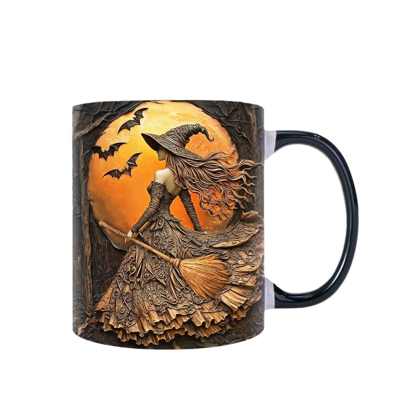 3D呪術師ウィットシーハロウィーンセラミックコーヒーマグカップティーカップHalloween巫女ウィッチ|undefined