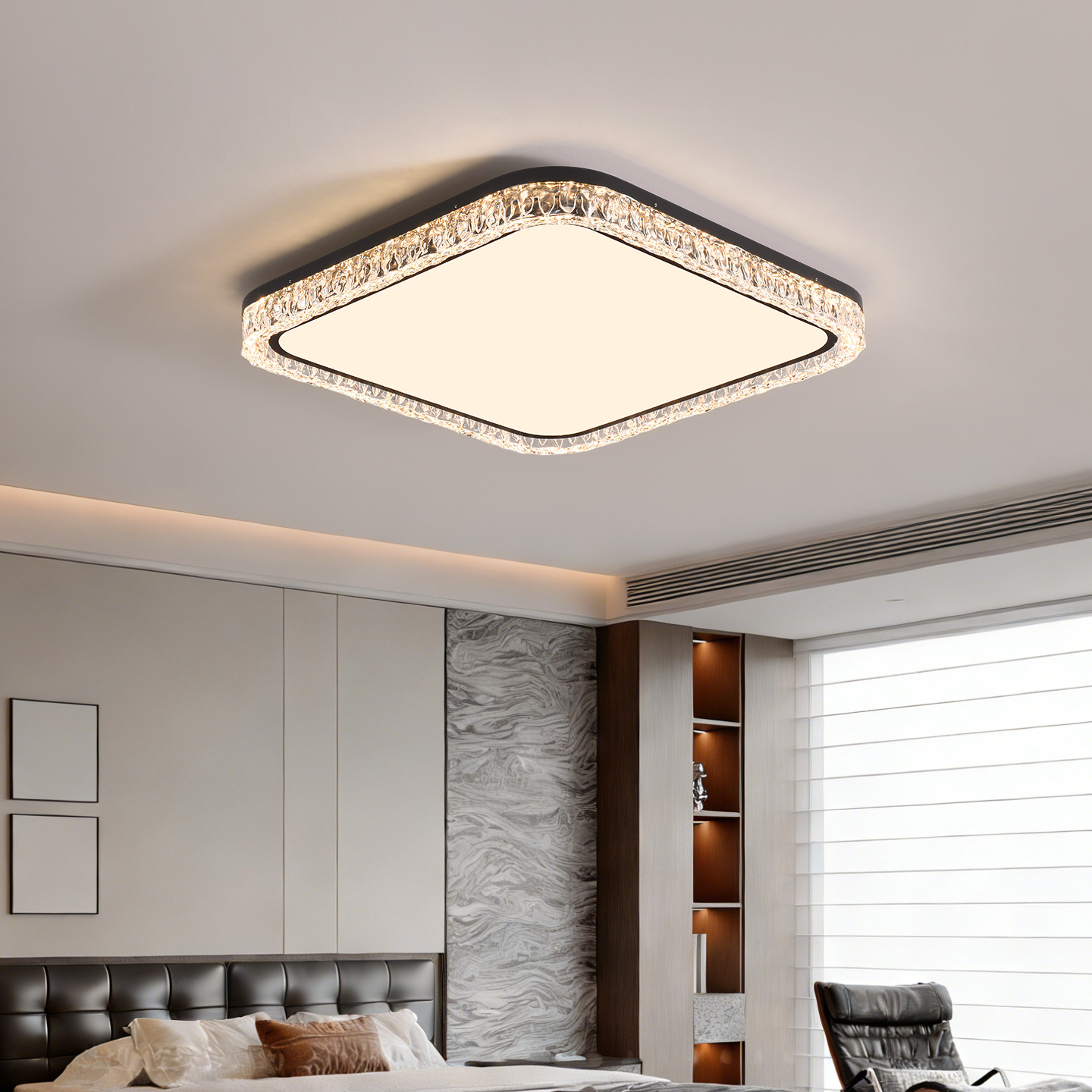Luz de la sala de estar de Gujia protección de ojos nueva atmósfera lámpara de techo lámpara de dormitorio principal lujosa imitación de cristal de hielo lámpara de habitación 357L