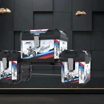 Motorcycle Electric Vehicle Universal: Motorcycle trunk - the-top-configuration-is-more-cost-effective-45l-flame-white-tail-box-28l-integrated-side-box