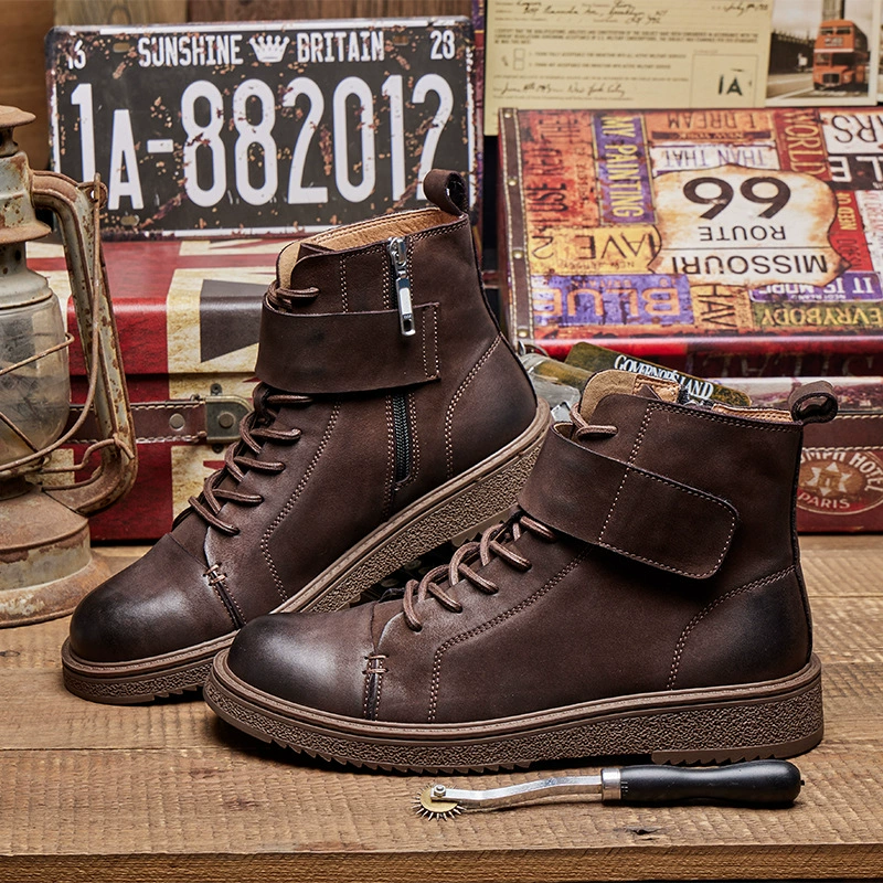 Осенние и зимние новые высокие ботинки ретро-сапоги Martin кожаные мягкие подошвы повседневная британская мода модная обувь корейские сапоги