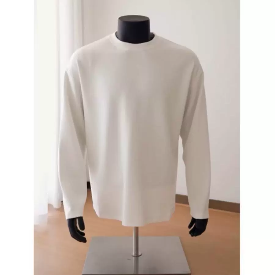 白色重磅精梳纯棉纯色T恤男长袖内搭圆领卫衣春秋基础款打底衫