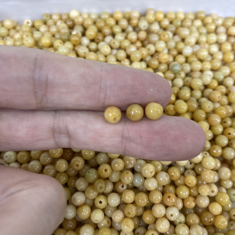 黄翡圆珠隔珠约6mm翡翠散珠子diy手工编绳手串项链饰品配件材料包|undefined