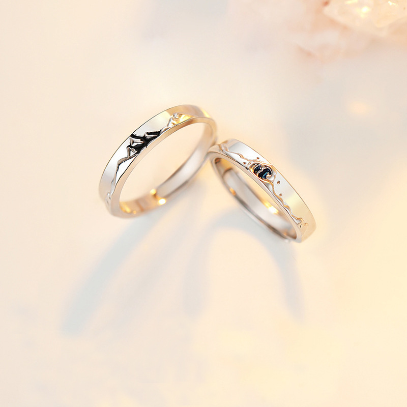 Klassischer Stil Koreanische Art Geometrisch Legierung Valentinstag Paar Offener Ring display picture 2