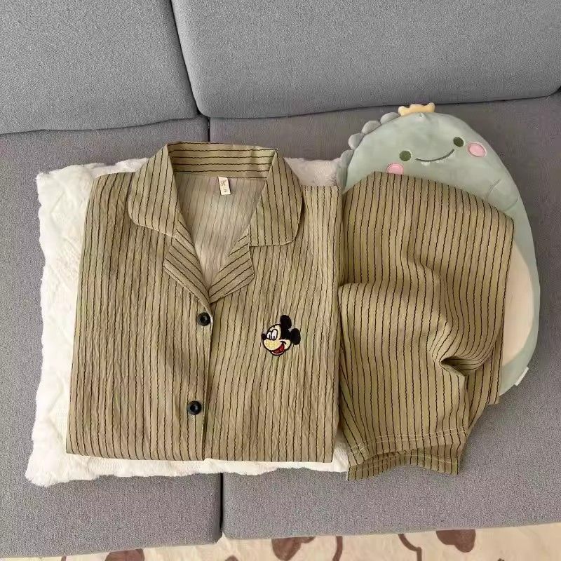 Verano nuevo pijama de algodón nube dormitorio de niñas dibujos animados bordados dos conjuntos de pareja se puede usar ropa de casa