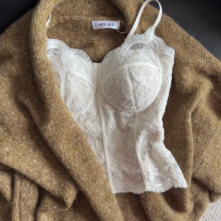 Purely Sexy Lace Camisole for Women with Breast Pads, Can Be Worn Outside, Beautiful Back Design, Slim Fit, Flattering, Inner Layering Top