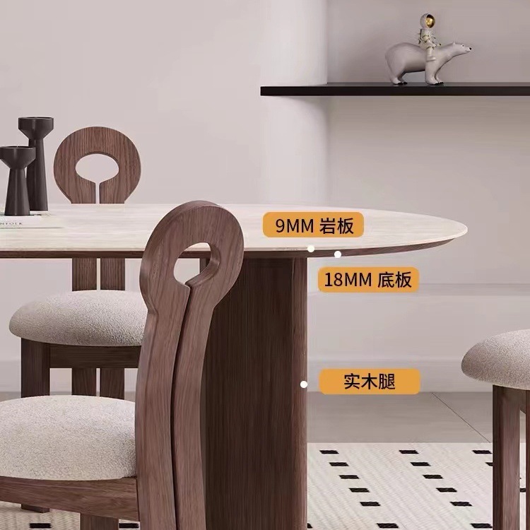 Cave Rock placa mesa de comedor y silla cera blanca luz estilo francés estilo mediados-antiguo madera maciza pequeño apartamento Oval mesa de comedor de diseño