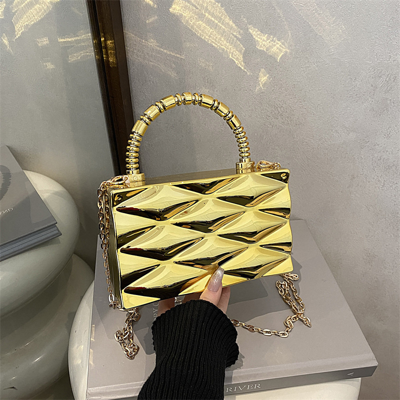 Korean Purchasing Agent for Niche Designer Brands, Handmade Fashion Silver Vintage Box Bag, Chain Crossbody Bag, Creative Bag