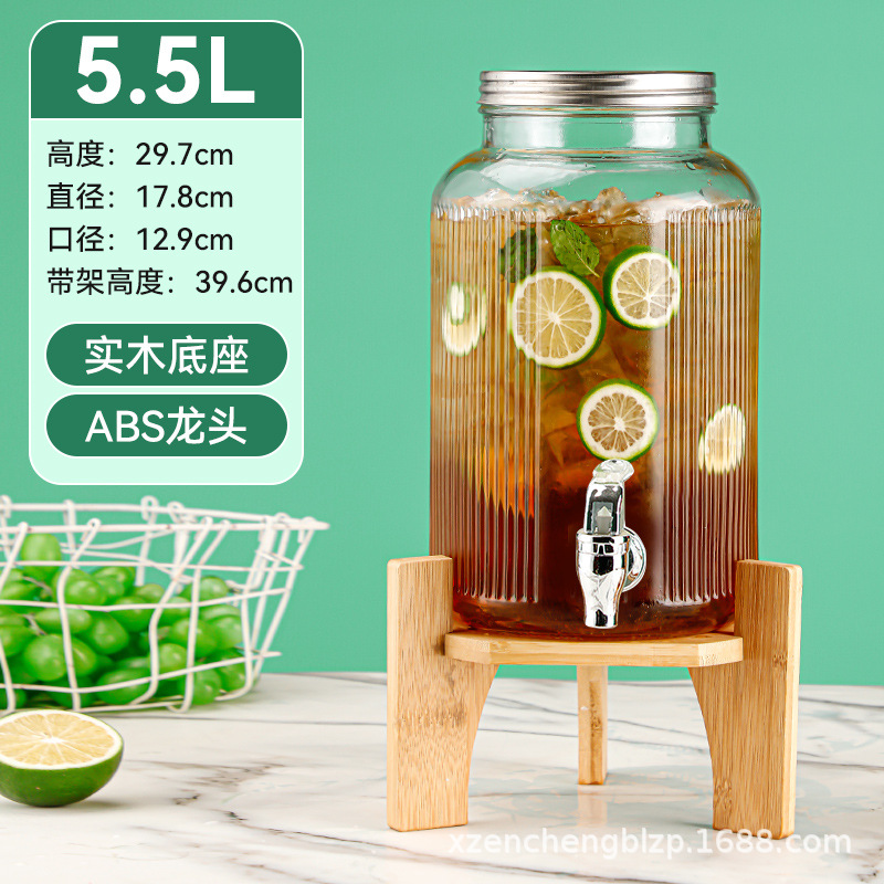 Jarra de vidrio para el hogar de gran capacidad al por mayor, moderna jarra para agua fría, recipiente para bebidas, jarra para jugo con grifo