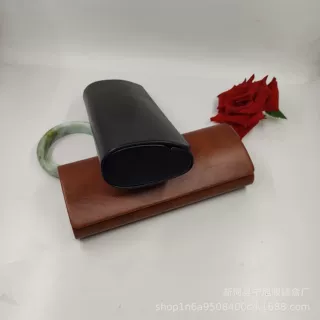 高端手感油皮眼镜盒抗压手工盒大容量近视太阳墨镜高档眼镜盒LOGO