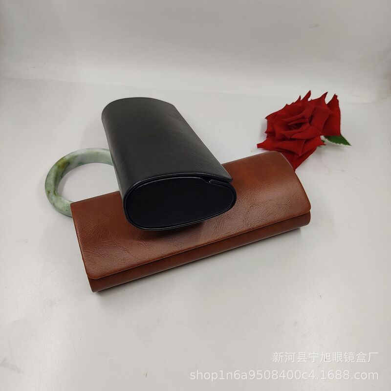 High-end hand feel oil leather glasses box compression hand-made box large capacity myopia sunglasses high-end glasses box LOGO High-end hand feel oil leather glasses box compression hand-made box large capacity myopia sunglasses high-end glasses box LOGO