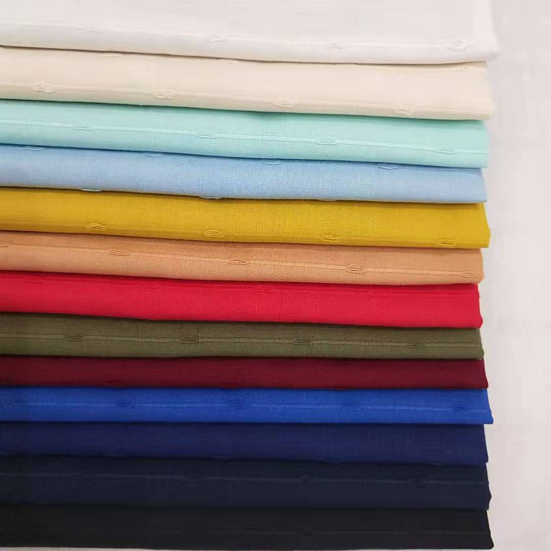 新艺100%棉提花条子布春夏连衣裙面料上衣女装面料现货