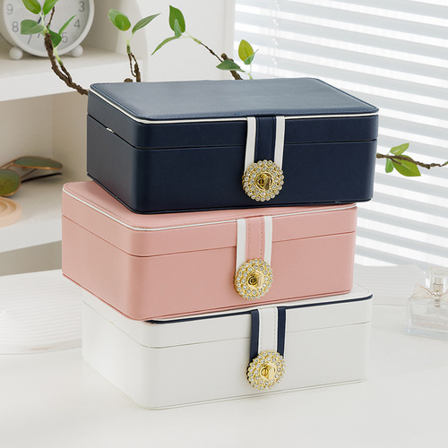 Cross-border double-layer PU large-capacity earring jewelry box earring ring multi-functional jewelry box jewelry storage box wholesale