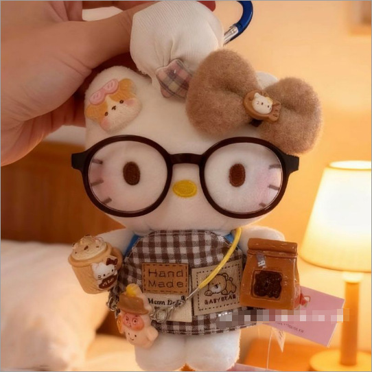 Cute Apron Barista Kt Cat Bag Pendant Small Doll Decoration Backpack Plush Toy Keychain Gift
