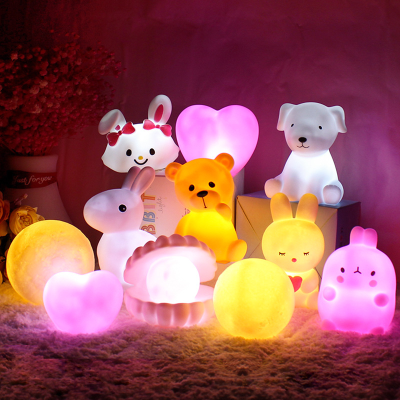 Cartoon creative led night light wholesale night market stall net red luminous toy gift to send girlfriends gift night light