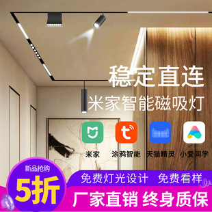 米家智能磁吸轨道灯嵌入式白色无主灯客厅照明家用暗藏轨道槽射灯-阿里巴巴