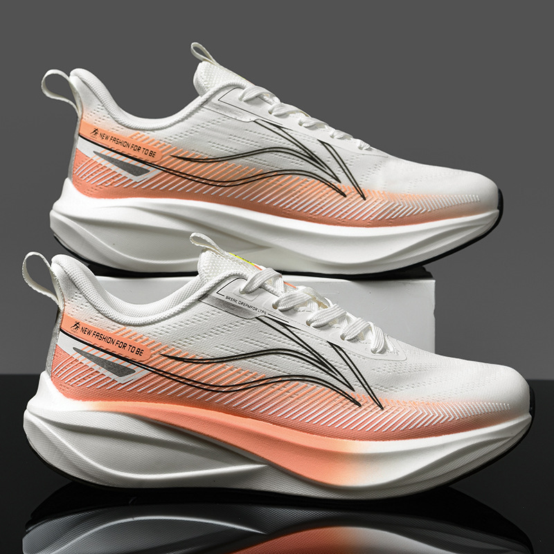 Zapatos de carreras de pareja de carbono de alta velocidad de Guochao, zapatos de corrida de malla transpirables ultraligeros y antideslizantes para hombres y mujeres