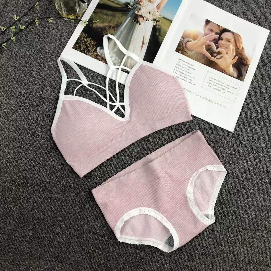 Vietnam Malasia nueva chica sin costuras pequeño pecho push up ajustable medio grueso taza de algodón suave sujetador traje