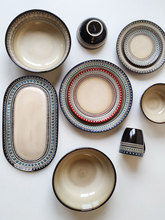 XXP4多瑙河系列~复古陶瓷碗盘家用个性菜盘盘子超西餐盘餐具套装