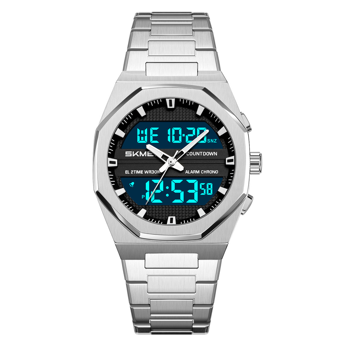 Momento transfronterizo de tres muestras de relojes de hombre reloj deportivo de aleación multifuncional nocturna fábrica impermeable al por mayor spot