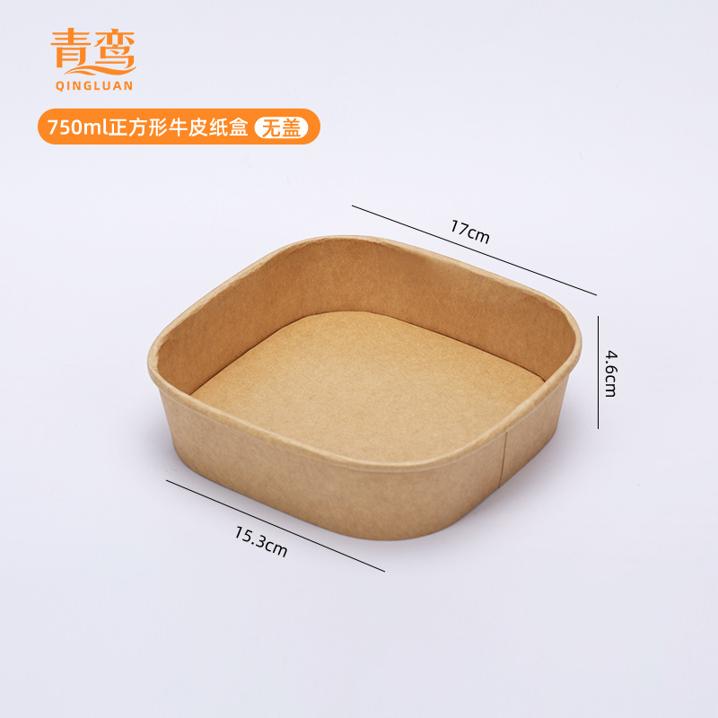 Caja de comidas desechable kraft cuadrada para llevar caja de embalaje de comida rápida caja de almuerzo de picnic caja de ensalada de almuerzo de almuerzo ecológico