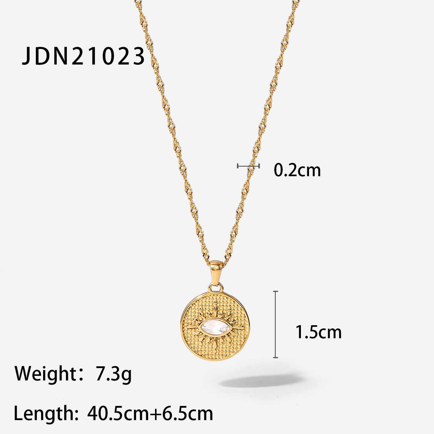 Mode 18k Or Plaqué Ovale Zircon Yeux En Acier Inoxydable Pendentif Collier display picture 7