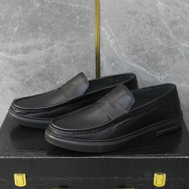 2025 новая летняя мужская обувь, повседневная обувь из натуральной кожи, мужская кожаная обувь, универсальная кожаная обувь, туфли без шнуровки, удобные лоферы